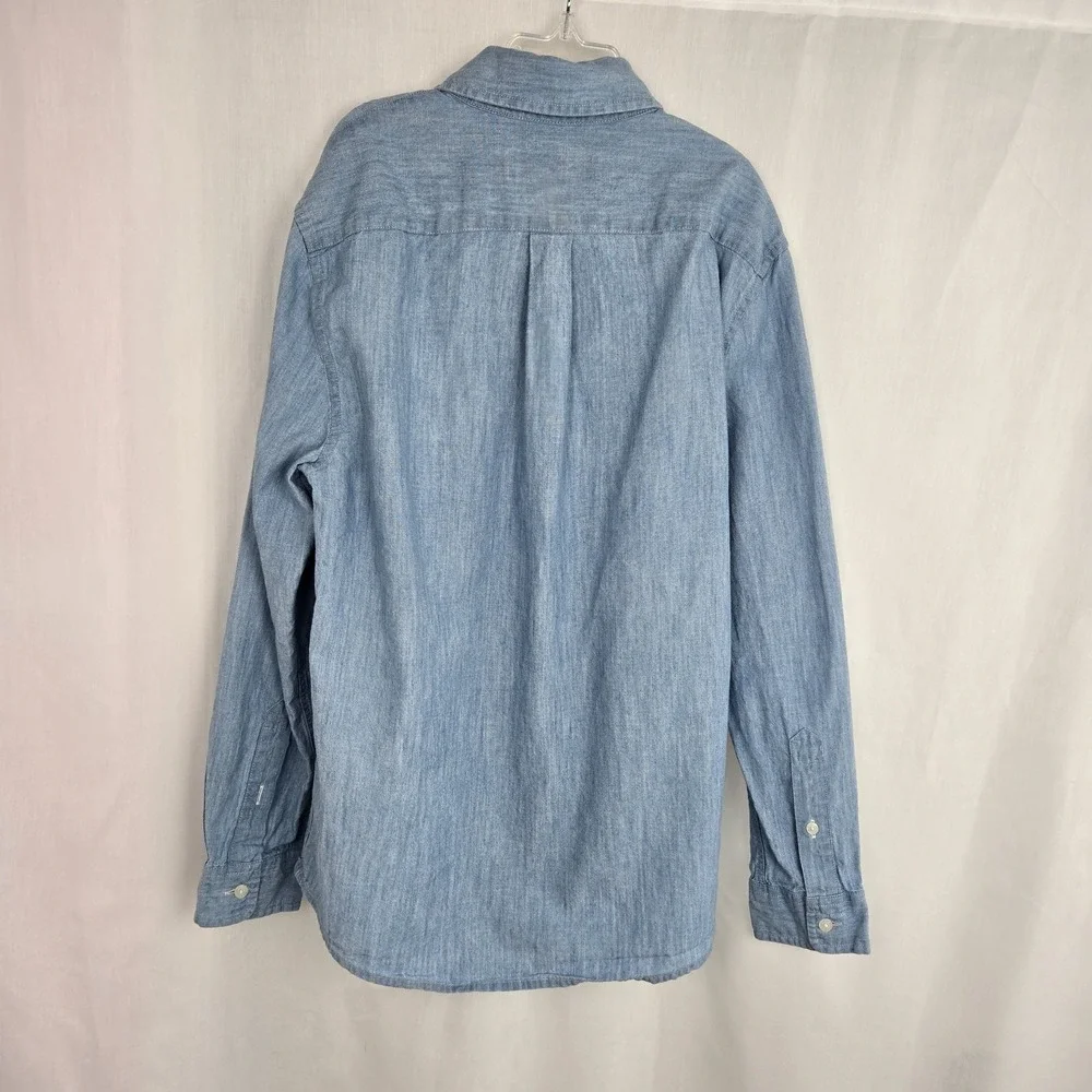 Vineyard Vines Boys Chambray Long Sleeve Button Up Shirt Size M Blue Classic
